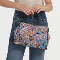 'Psychedelique' Faux Leather Kisslock Handbag Crossbody