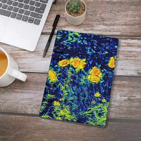 'Wild Poppies' Faux Leather A5 Binder Notebook