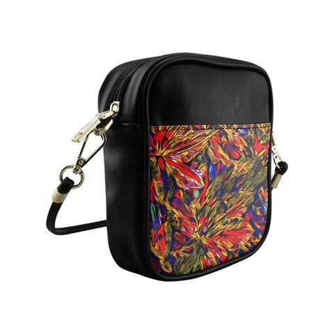 'Clematis Firestorm' Faux Leather Sling Pouch