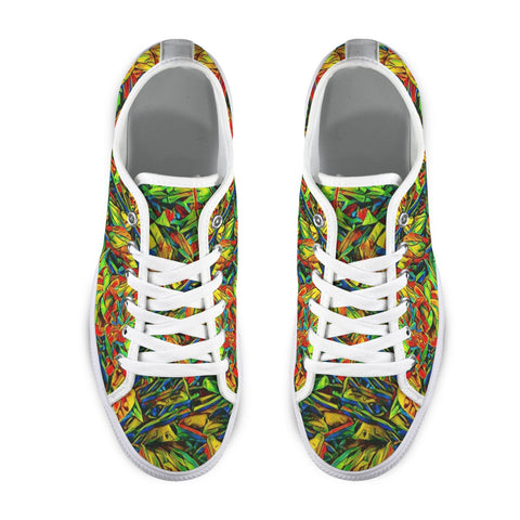 'Peony Citrus' (White Trim) Women's Canvas Plimsolls