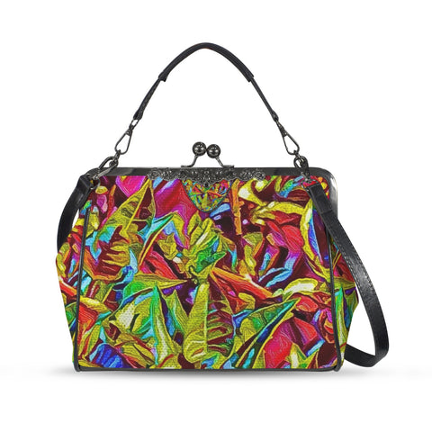 'Tropique' Faux Leather Kisslock Handbag Crossbody