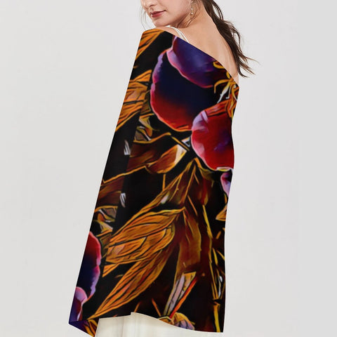 'Peony Marron' Tassel Fleece Scarf