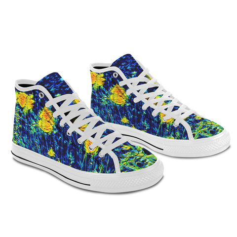 'Wild Poppies' (White) Women's 'Vancouver' High Top Boots