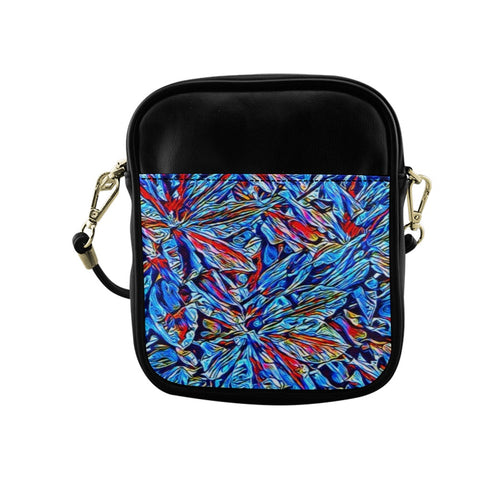 'Clematis Sapphire' Faux Leather Sling Pouch