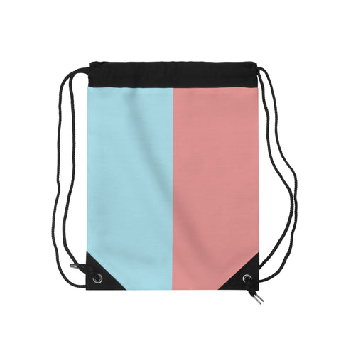 'Carnaby' Drawstring Bag Split Colour (Rose/Duck Egg)