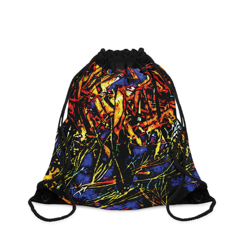 'Graffiti Aqua' Drawstring Bag