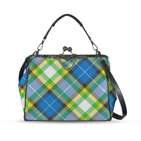 'Yorkshire Tartan' (Slant) Faux Leather Kisslock Handbag Crossbody