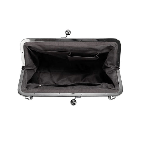 'Earthquake' Faux Leather Kisslock Handbag Crossbody