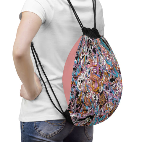 'Carnaby' Drawstring Bag Split Colour (Rose/Duck Egg)