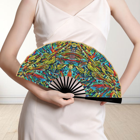 'Clematis Electra' (Gold Edge) Double-Sided Custom Folding Fan