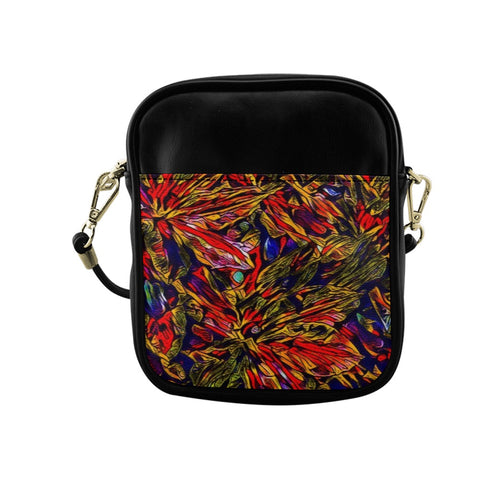 'Clematis Firestorm' Faux Leather Sling Pouch
