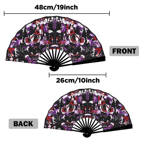 'Gothic Rose' (Black Edge) Double-Sided Folding Bamboo Fan