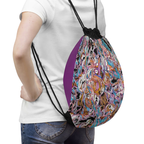 'Carnaby' Drawstring Bag Split Colour (Blackcurrant/Tangerine)