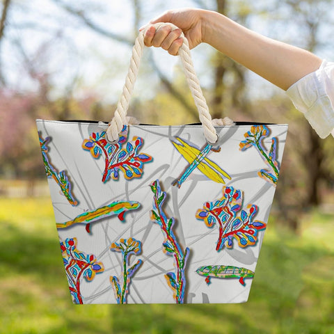 'Regenesis' (White) Hemp Rope Tote Bag