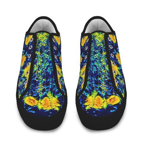 'Wild Poppies' (Black Trim) Women's Canvas Plimsolls