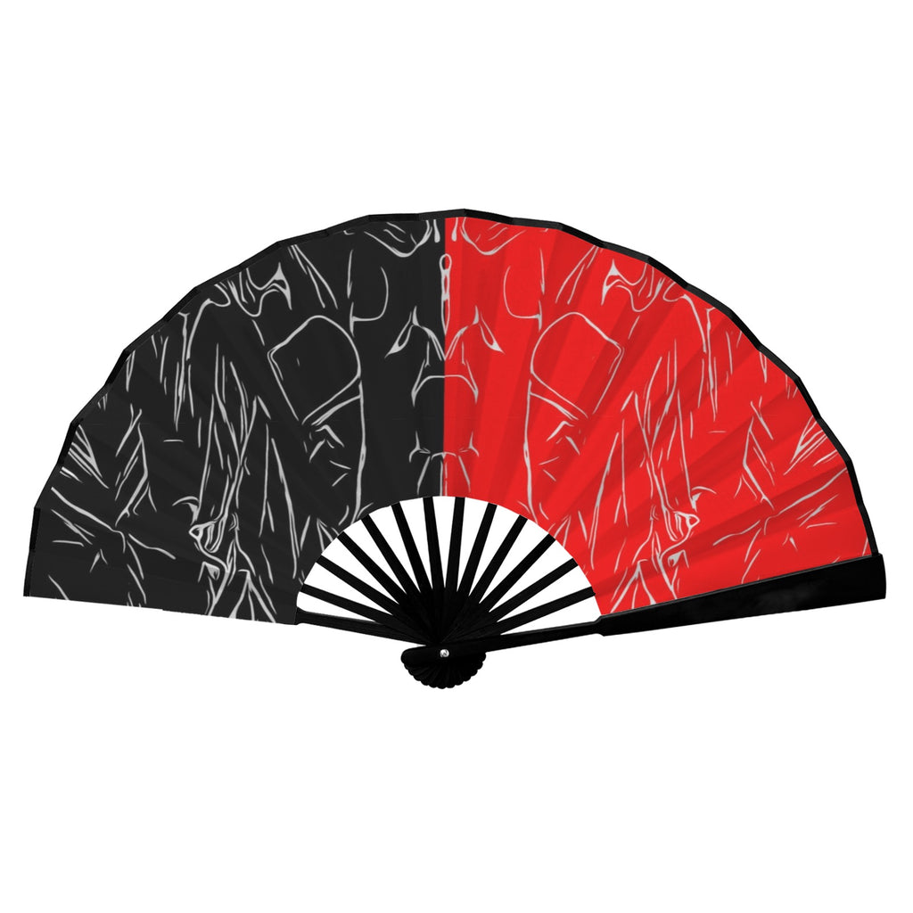 'Bloodlust' (Black Edge) Double-Sided Folding Bamboo Fan