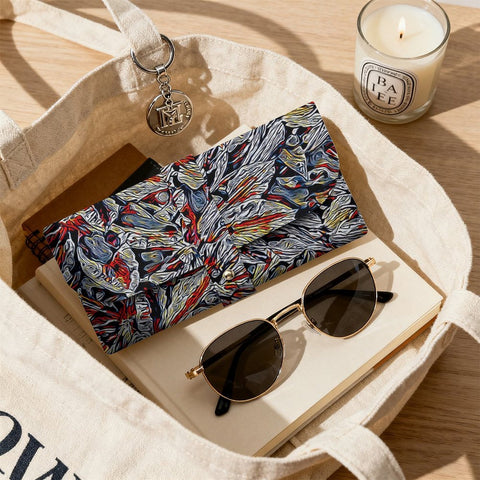 'Clematis Platinum' Faux Leather Glasses Case