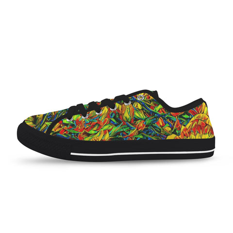 'Peony Citrus' (Black Trim) Women's Canvas Plimsolls