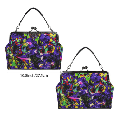'Purple Haze' Faux Leather Kisslock Handbag Crossbody