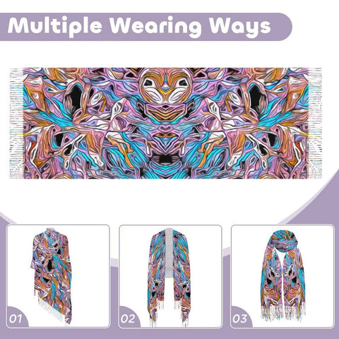 'Psychedelique' Tassel Fleece Scarf
