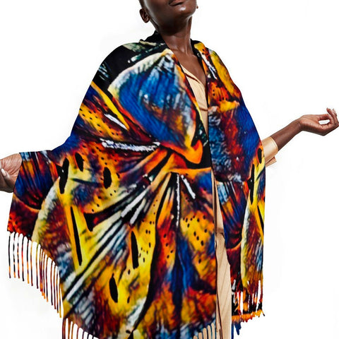 'Lily Cobalt' Tassel Fleece Scarf