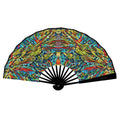 'Clematis Electra' (Black Edge) Double-Sided Folding Bamboo Fan