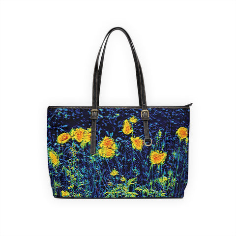 'Wild Poppies' PU Leather Zipped Tote