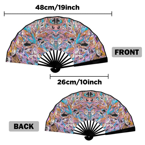 'Psychedelique' (Black Edge) Double-Sided Folding Bamboo Fan