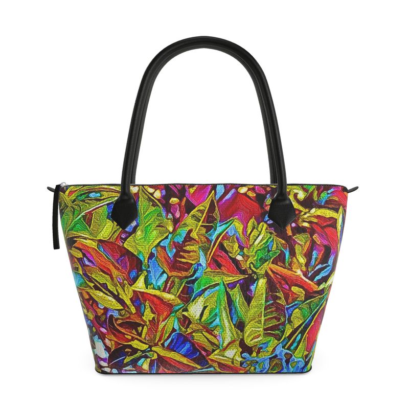 ' Tropique' Zipped Tote (Woven Canvas)