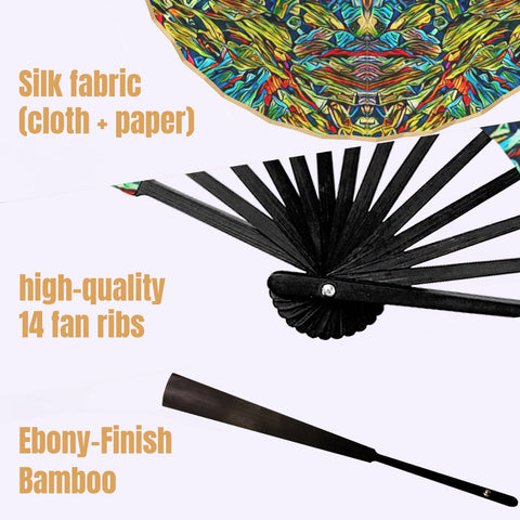 'Clematis Electra' (Gold Edge) Double-Sided Custom Folding Fan