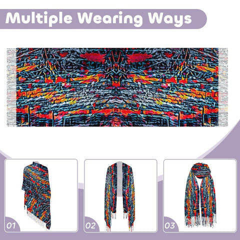 'Graphite' Tassel Fleece Scarf