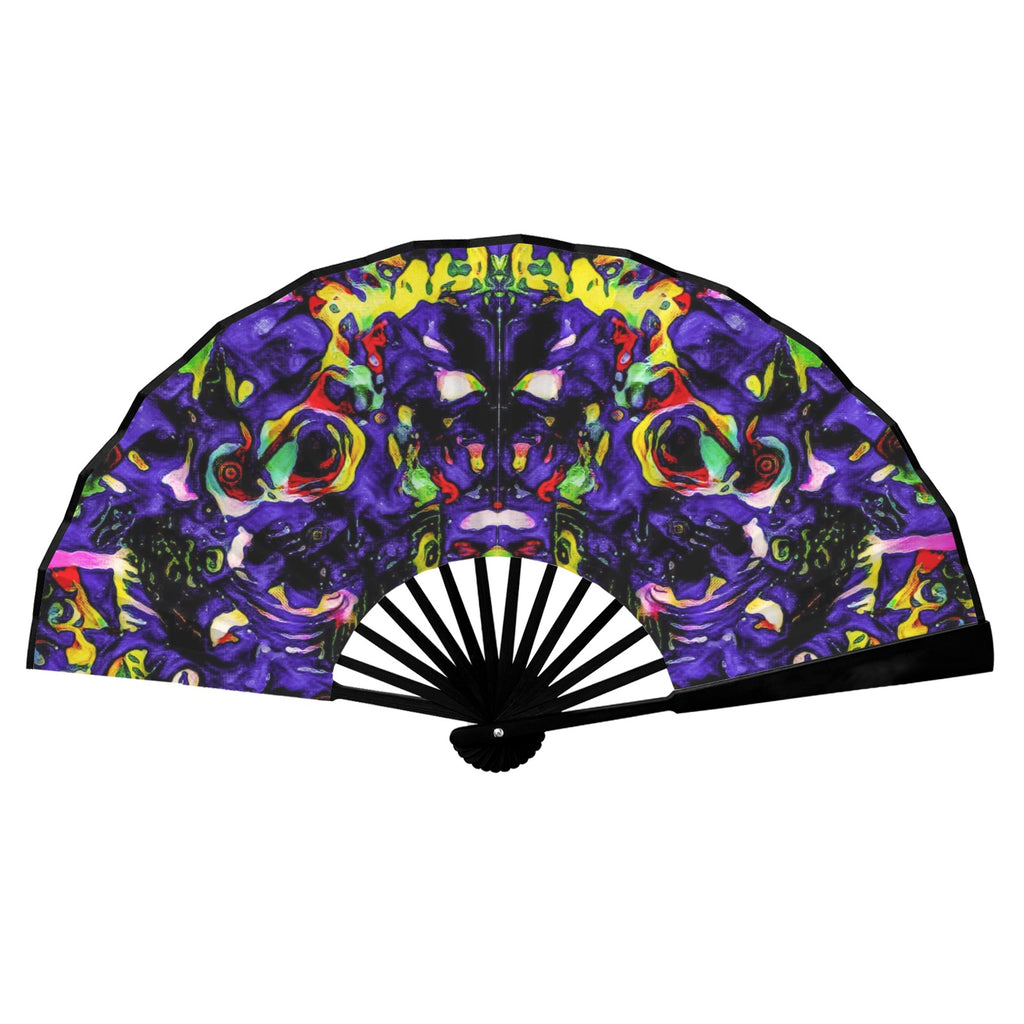 'Purple Haze' (Black Edge) Double-Sided Folding Bamboo Fan