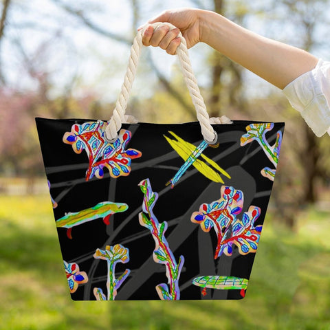 'Regenesis' (Black) Hemp Rope Tote Bag