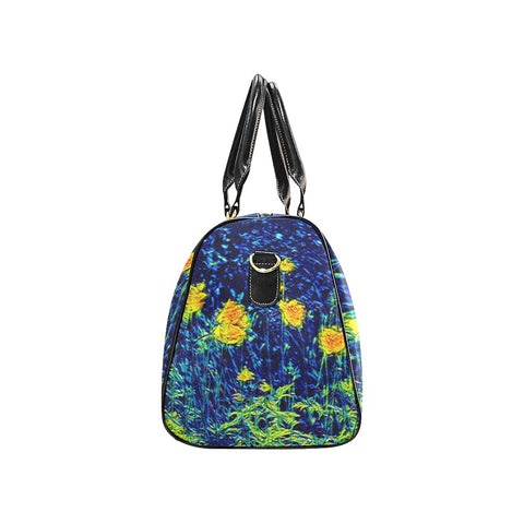 'Wild Poppies' Nylon Duffle with Faux Leather Trim