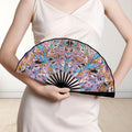 'Psychedelique' (Black Edge) Double-Sided Folding Bamboo Fan