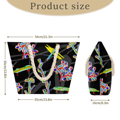 'Regenesis' (Black) Hemp Rope Tote Bag