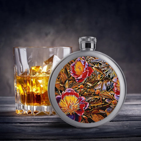 'Peony Marron' Hip Flask