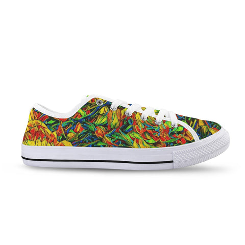 'Peony Citrus' (White Trim) Women's Canvas Plimsolls