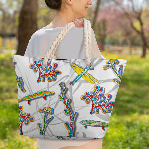 'Regenesis' (White) Hemp Rope Tote Bag