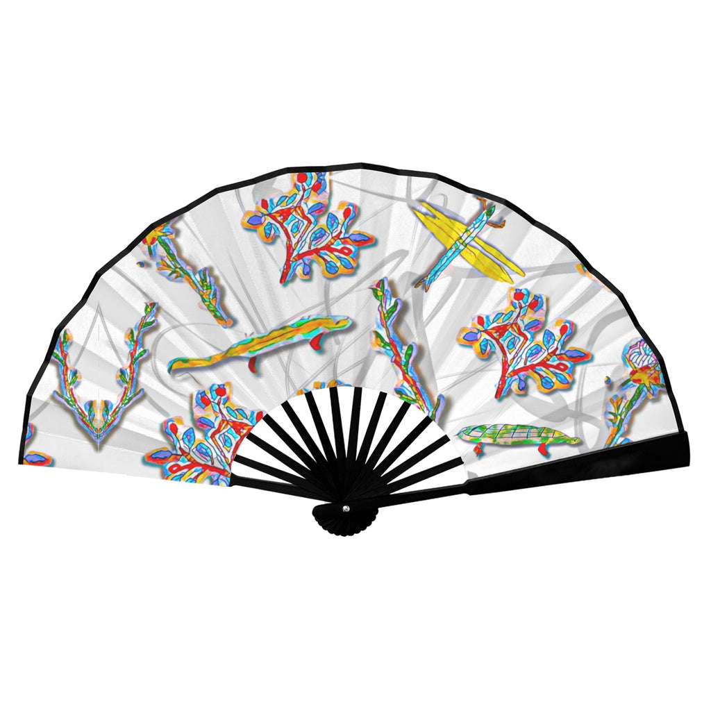 'Regenesis' (White Edit / Black Edge) Double-Sided Folding Bamboo Fan