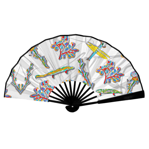 'Regenesis' (White Edit / Black Edge) Double-Sided Folding Bamboo Fan