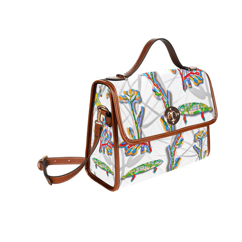 'Evolution' Canvas Shoulder Satchel (Brown Trim)