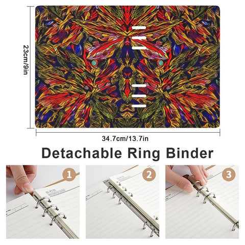 'Clematis Firestorm' Faux Leather A5 Binder Notebook