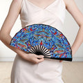 'Clematis Sapphire' (Black Edge) Double-Sided Folding Bamboo Fan