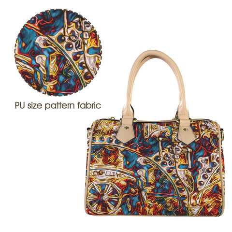 'Boilerplate' PU Mini-Bowler Crossbody (Cream Trim)