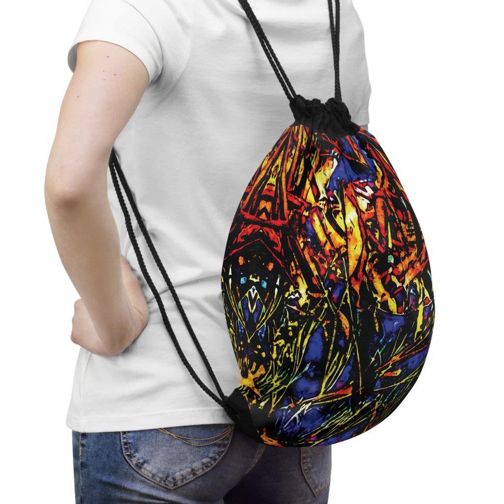 'Graffiti Aqua' Drawstring Bag