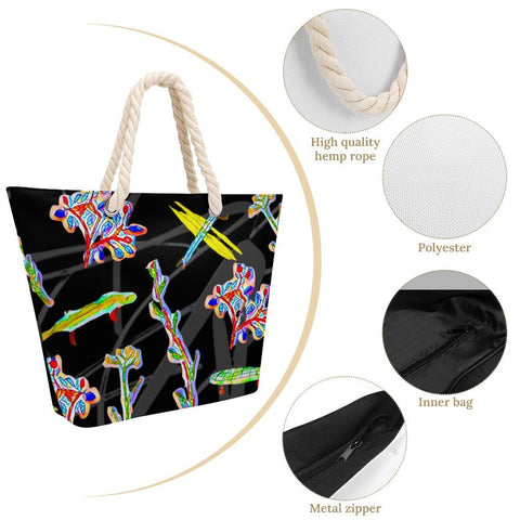 'Regenesis' (Black) Hemp Rope Tote Bag