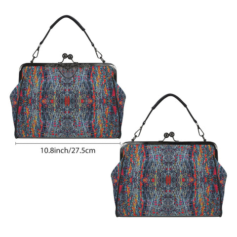 'Graphite' Faux Leather Kisslock Handbag Crossbody