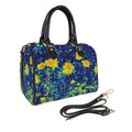 'Wild Poppies' Mini-Boston PU Handbag (Black Trim)