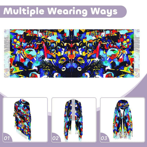 'Galaxa' Tassel Fleece Scarf
